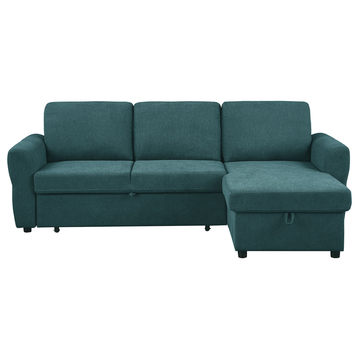 Sleeper Sectional - Samantha Upholstered Sleeper Sofa Sectional with Storage Chaise Teal Blue