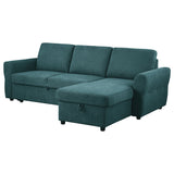 Sleeper Sectional - Samantha Upholstered Sleeper Sofa Sectional with Storage Chaise Teal Blue