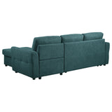 Sleeper Sectional - Samantha Upholstered Sleeper Sofa Sectional with Storage Chaise Teal Blue