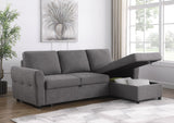 Sleeper Sectional - Samantha Upholstered Sleeper Sofa Sectional with Storage Chaise Grey