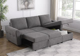 Sleeper Sectional - Samantha Upholstered Sleeper Sofa Sectional with Storage Chaise Grey