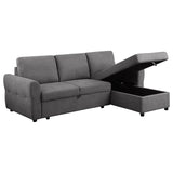 Sleeper Sectional - Samantha Upholstered Sleeper Sofa Sectional with Storage Chaise Grey