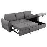 Sleeper Sectional - Samantha Upholstered Sleeper Sofa Sectional with Storage Chaise Grey