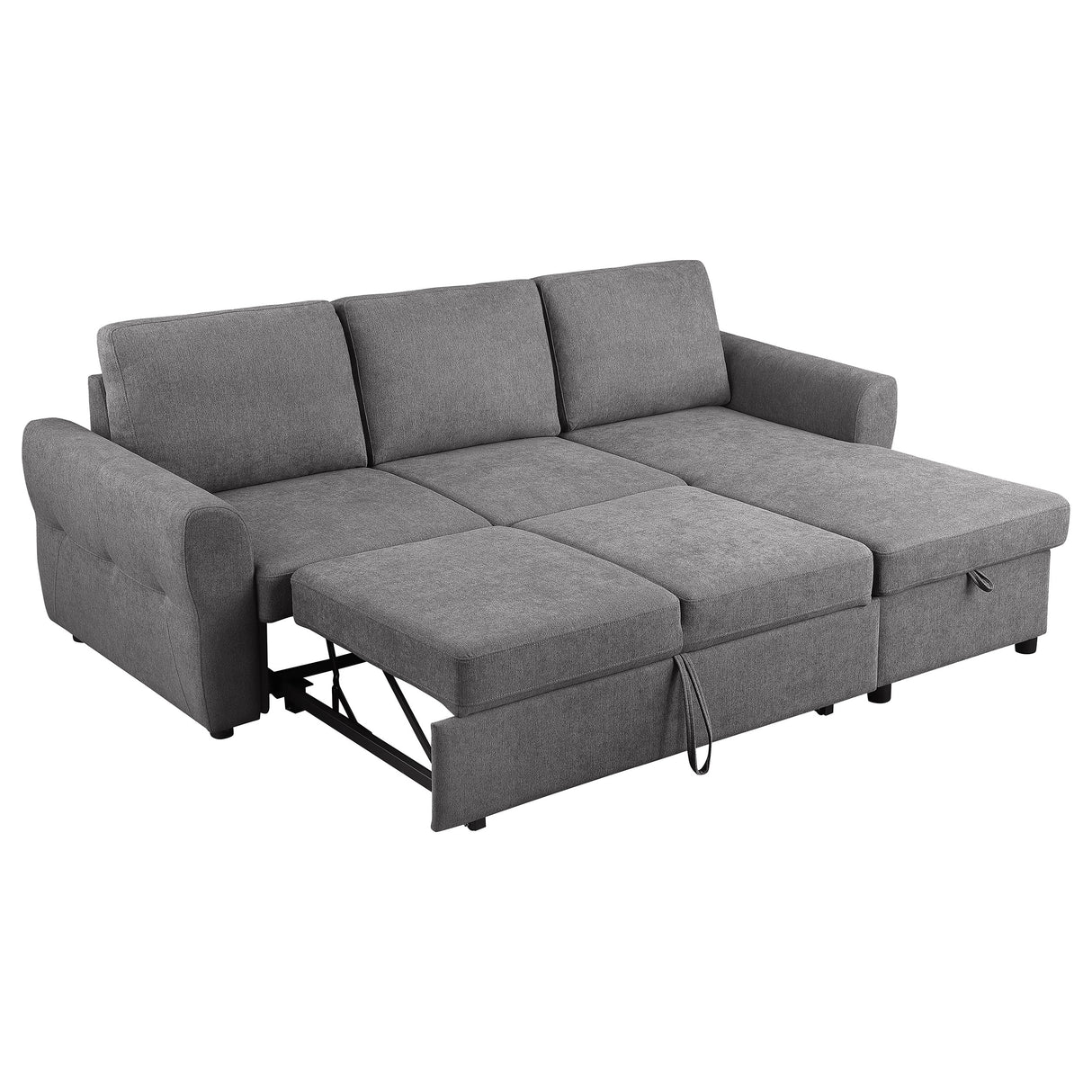 Sleeper Sectional - Samantha Upholstered Sleeper Sofa Sectional with Storage Chaise Grey