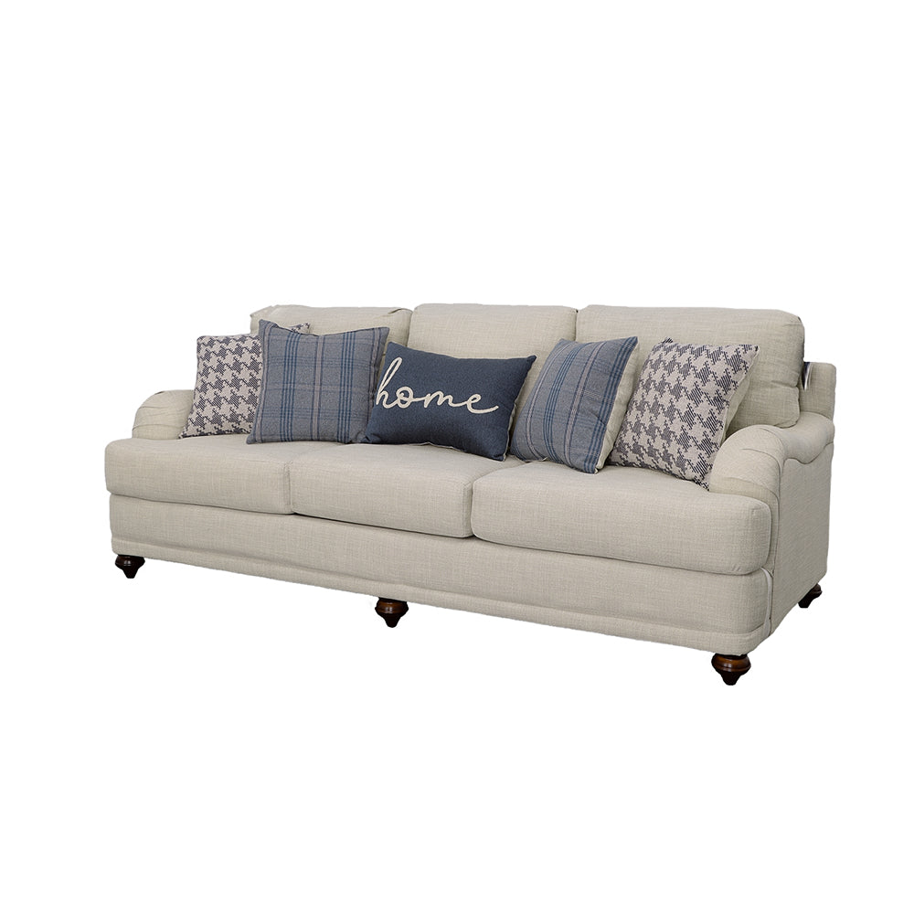 Sofa - Glenn Recessed Arms Sofa Light Grey