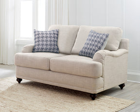 Loveseat - Glenn Recessed Arms Loveseat Light Grey