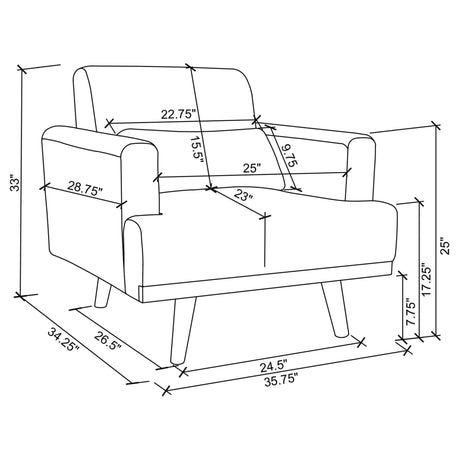 Blake 3 - piece Upholstered Living Room Set with Track Arms Sharkskin and Dark Brown - 511121 - S3 - image - 15