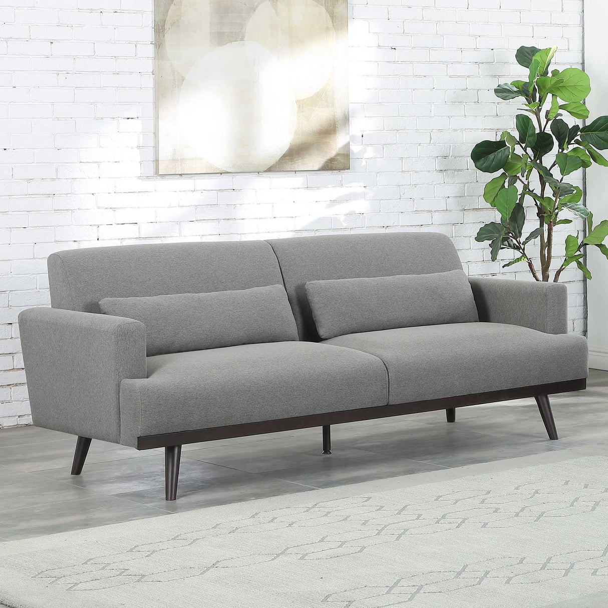 Blake Upholstered Sofa with Track Arms Sharkskin and Dark Brown | Coaster | Home Elegance USA