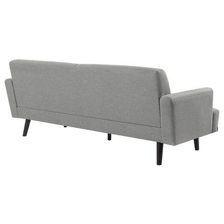 Sofa - Blake Upholstered Sofa with Track Arms Sharkskin and Dark Brown