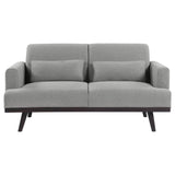 Blake Upholstered Loveseat with Track Arms Sharkskin and Dark Brown | Coaster | Home Elegance USA