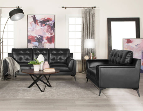 Moira Upholstered Tufted Living Room Set with Track Arms Black - 511131 - S2 - image - 1