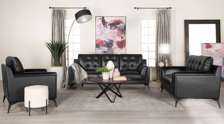 Sofa - Moira Upholstered Tufted Sofa with Track Arms Black