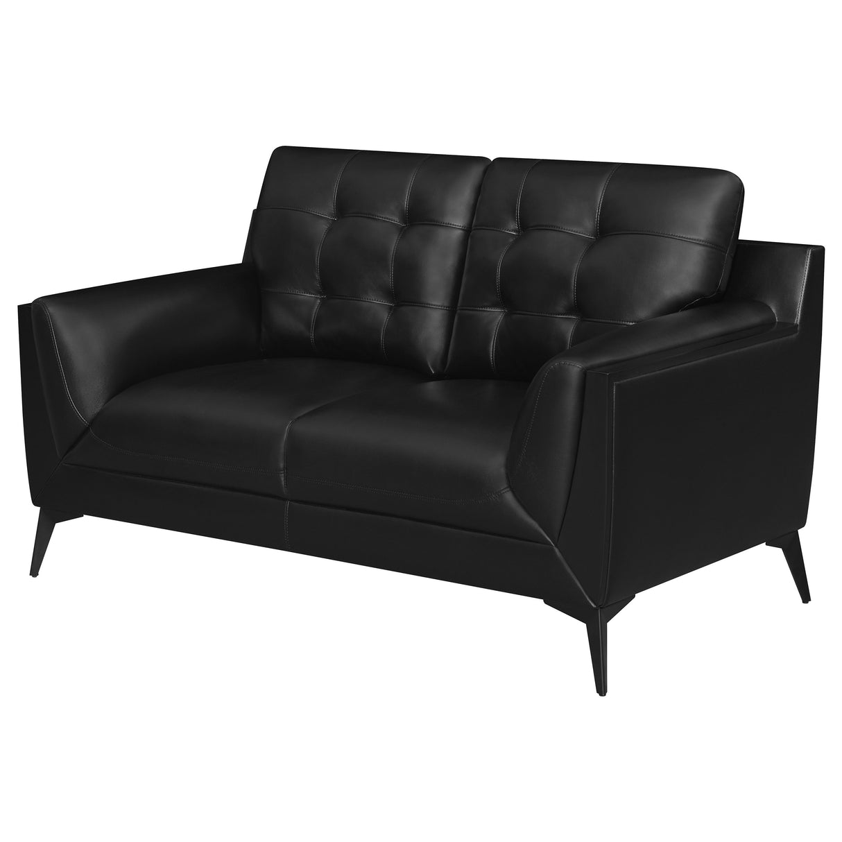 Loveseat - Moira Upholstered Tufted Loveseat with Track Arms Black