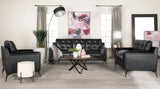 Loveseat - Moira Upholstered Tufted Loveseat with Track Arms Black