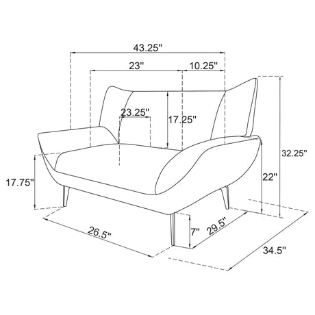 Acton 3 - piece Upholstered Flared Arm Sofa Set Teal Blue - 511161 - S3 - image - 17