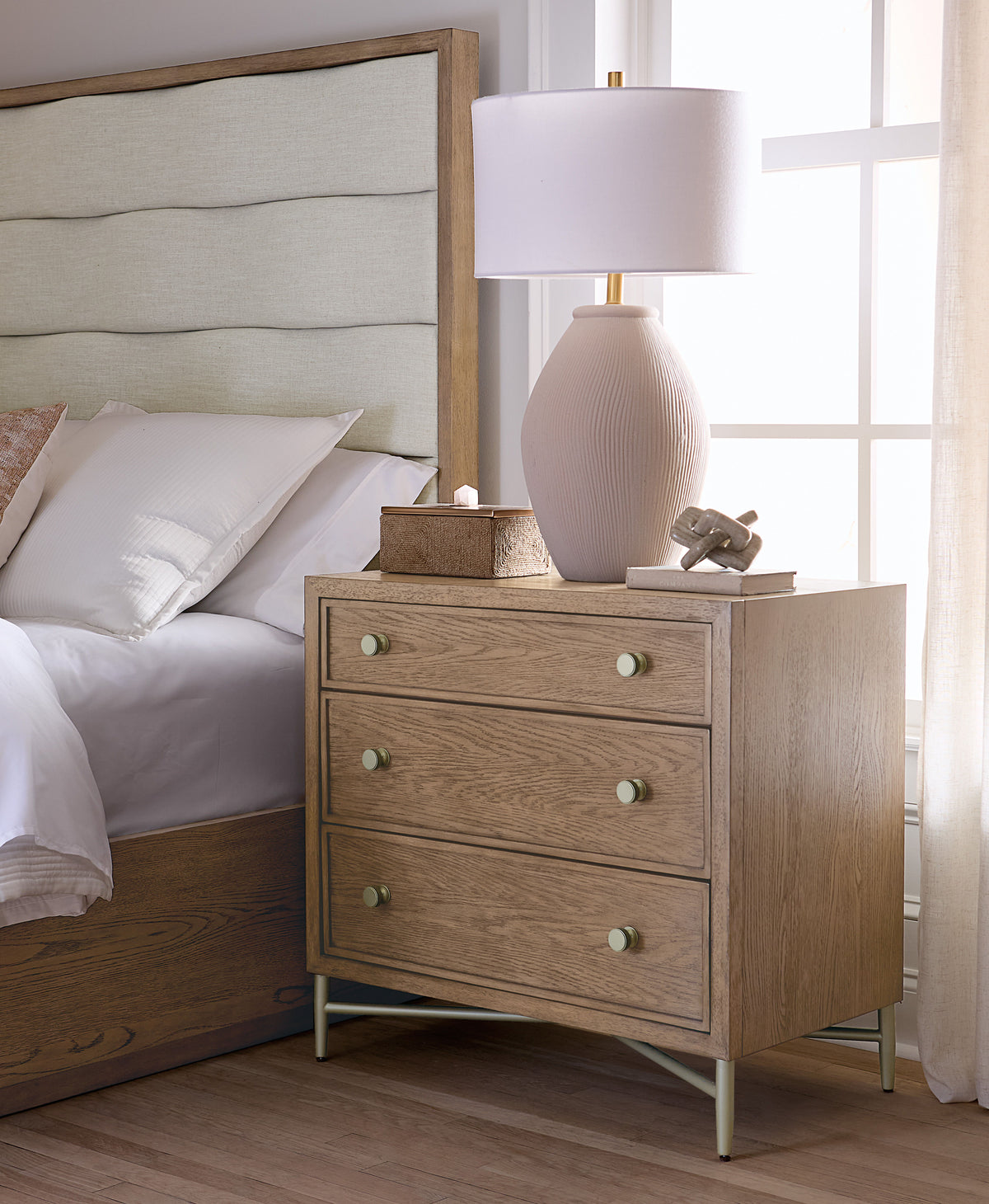 Sonnet Three-Drawer Nightstand - Dark Gray / Light Brown by Hooker Furniture - View 2