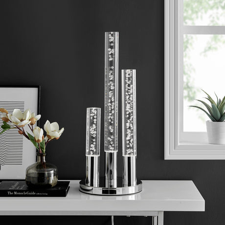 Acrylic Cylinders with Touch Switch Table Lamp // 3 Light  | Finesse - Home Elegance USA