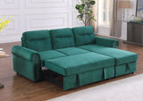 Ashton Green Velvet Fabric Reversible Sleeper Sectional Sofa Chaise - B061S00197 - Home Elegance USA - 8