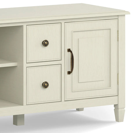Connaught 72 inch Wide Solid Wood TV Stand in Antique White For TVs up to 80 inches - sold by Home Elegance USA