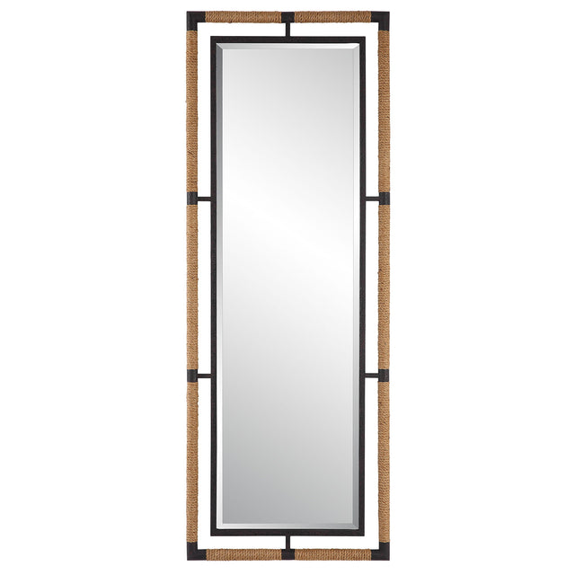 Melville Iron & Rope Tall Mirror - Silver / Light Brown by Uttermost - View 1
