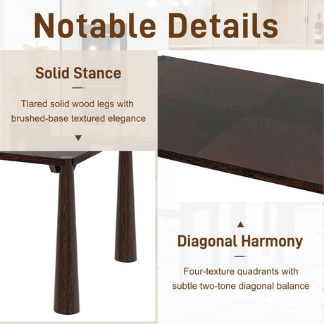 TREXM 7-Piece Retro Dining Table Set for 6, Wood Dining Table Set for 6 with Upholstered Chairs for kitchen & Dining Room (Espresso) - sold by Home Elegance USA