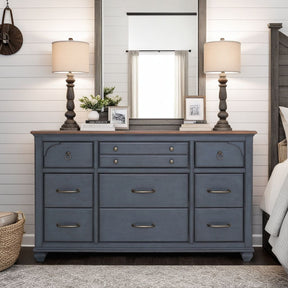 9-Drawer Dresser, No Assembly Required, Corduroy Blue Finish