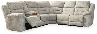 Ashley Pewter Family Den 51802S1 3 - Piece Power Reclining Sectional - Chenille | Home Elegance USA