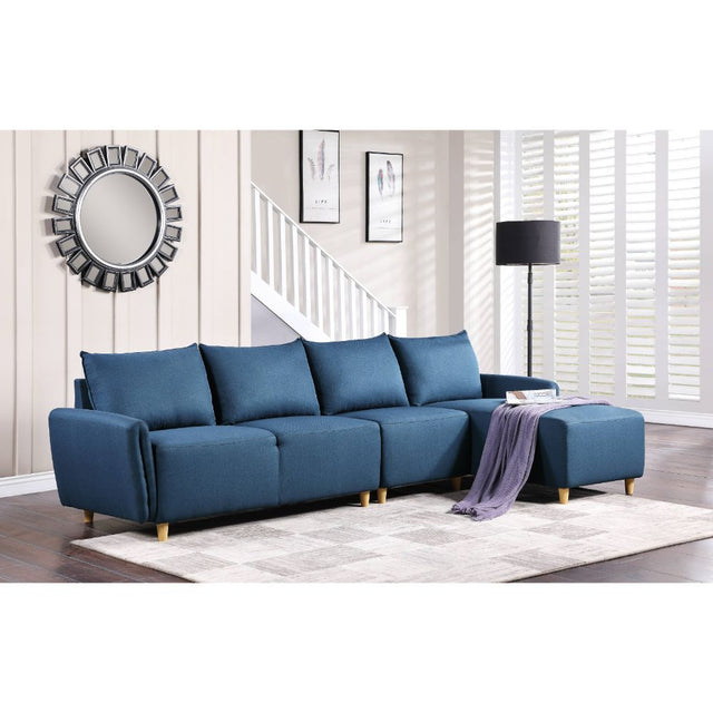 Acme - Marcin Reversible Sectional Sofa 51820 Blue Fabric