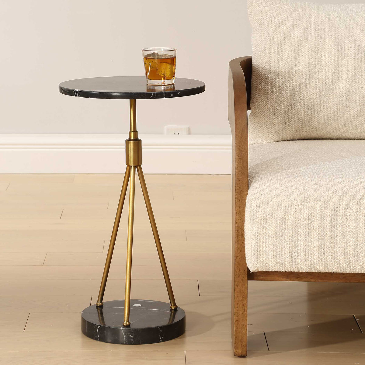 Rosston Marble Accent Table - Black / Gold by Uttermost - View 3