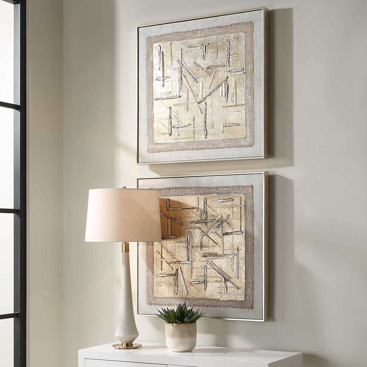 Unpredictable Hand Painted Canvases (Set of 2) - Gray by Uttermost - View 3