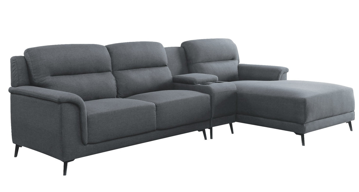 Acme - Walcher Sectional Sofa 51900 Gray Linen