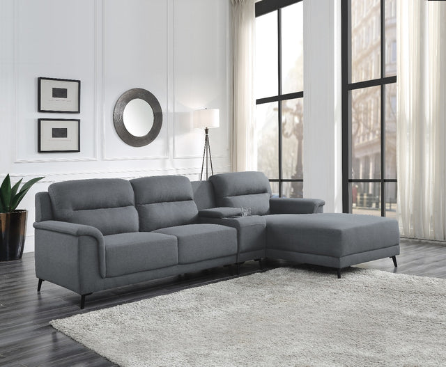 Acme - Walcher Sectional Sofa 51900 Gray Linen