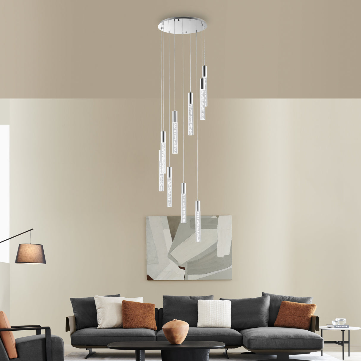 Acrylic Cylinder Chandelier // 9 Light  | Finesse