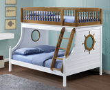 Farah Oak & White Finish Twin/Full Bunk Bed - sold by Home Elegance USA