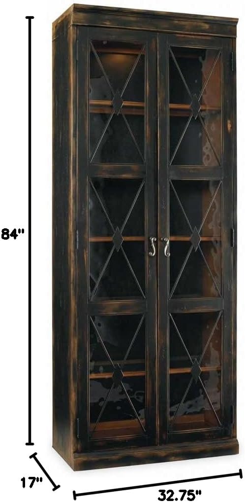 Sanctuary Two-Door Thin Display Cabinet Ebony | Hooker