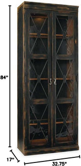 Sanctuary Two-Door Thin Display Cabinet Ebony | Hooker