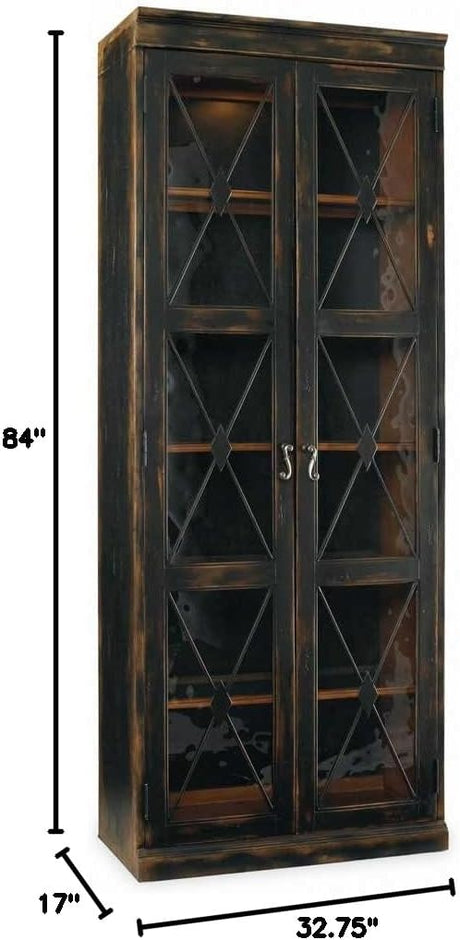 Sanctuary Two-Door Thin Display Cabinet Ebony | Hooker