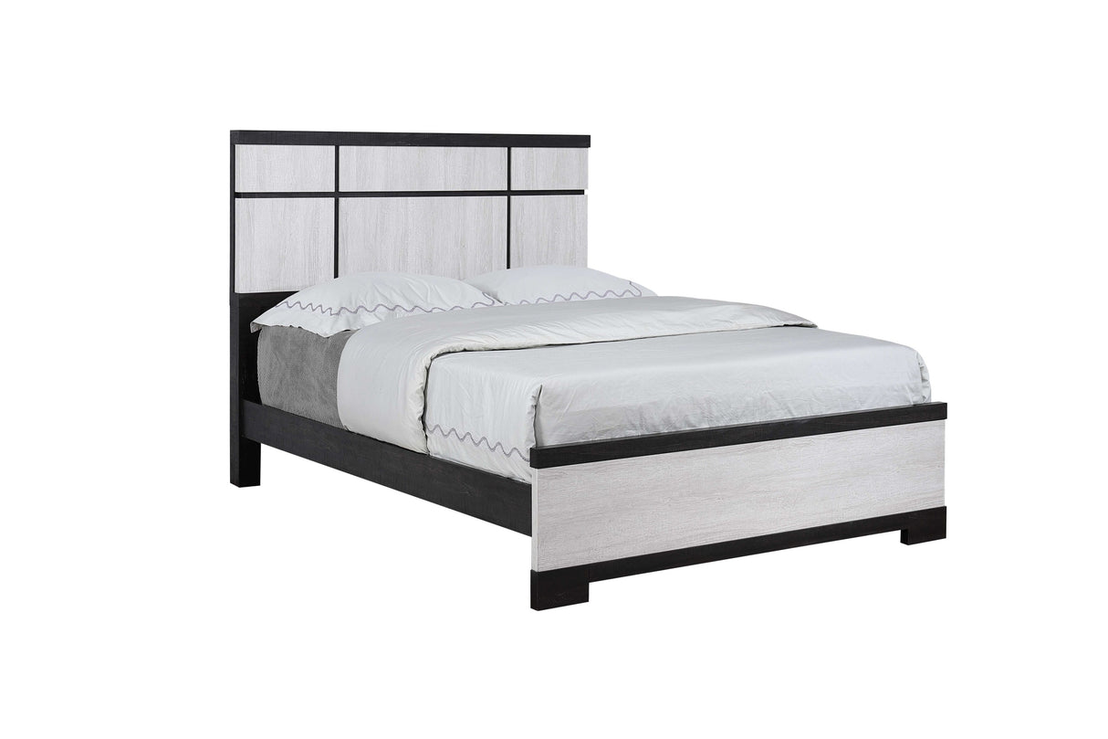 1pc Contemporary King Panel Bed Panel-style Headboard Chalk Ebony Finish Wooden
