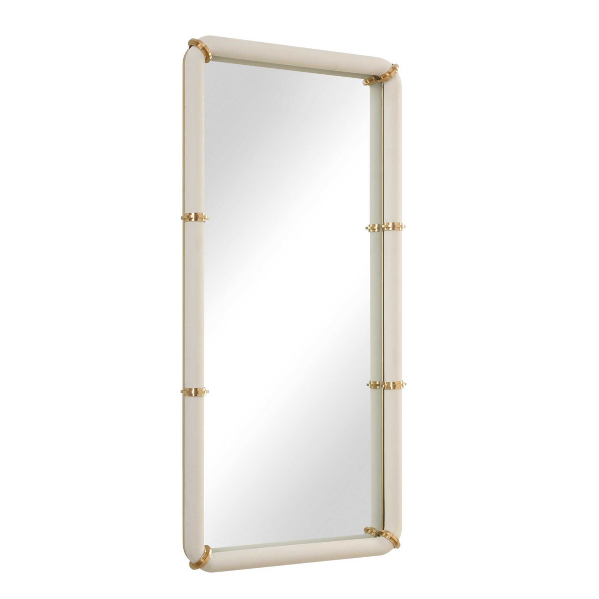 Cyprus Leather Mirror - White by Uttermost - View 4