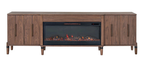 Tranquility 94 inch Fireplace TV Stand, for TVs up to 100 inches, Minimal Assembly, Walnut Finish - sold by Home Elegance USA