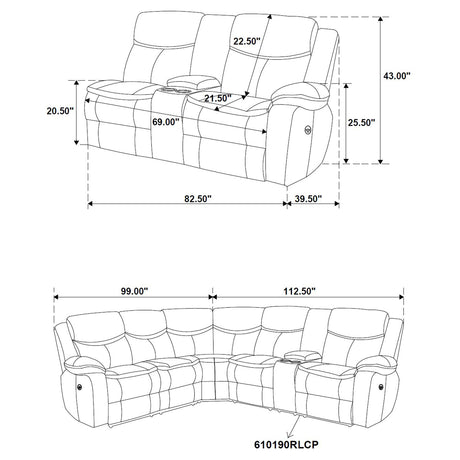 McLean Dark Brown Power Reclining Sectional Sofa - sold by Home Elegance USA