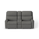 Rio Transitional Fabric Power Reclining Loveseat With Console & Power Headrests | Flexsteel