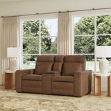 Dutch Power Reclining Loveseat With Console, Power Headrest & Lumbar - Brown | Flexsteel