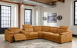 Leather Match Modular Sectional with Recliner Seat and Adjustable Headrest and Storage Console with Cup Holders - sold by Home Elegance USA