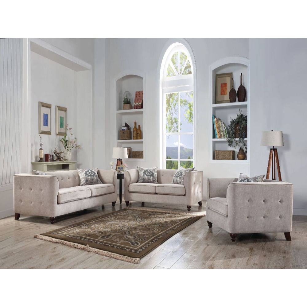 Cyndi Sofa W/2 Pillows 52055 Tan Velvet | Acme - 52055 - Home Elegance USA - 1