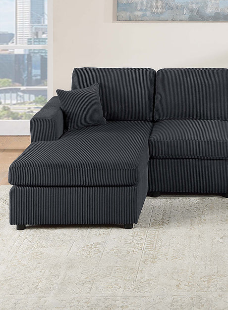 Modern Design Sectional Set 3pc Armless Loveseat Two Matching Pillow Right Arm And Left Arm Chaise Black Finish Primary Living Room - sold by Home Elegance USA