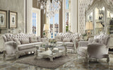 Acme - Versailles Sofa W/5 Pillows 52105 Ivory Fabric & Bone White Finish