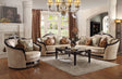 Acme - Ernestine Sofa W/7 Pillows 52110 Tan Fabric & Black Finish
