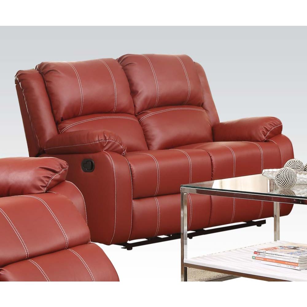 Acme - Zuriel Motion Loveseat 52151 Red Synthetic Leather