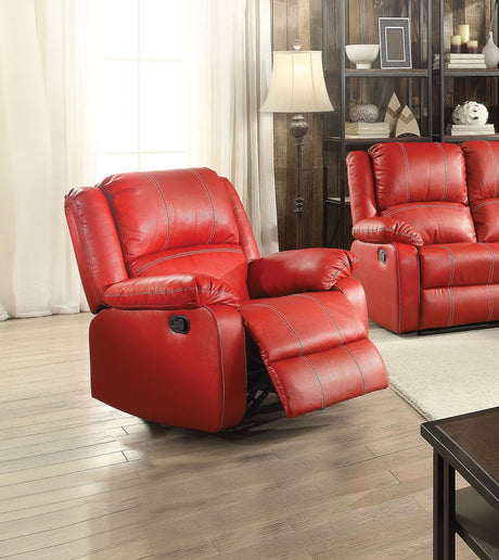 Acme - Zuriel Motion Rocker Recliner 52152 Red Synthetic Leather